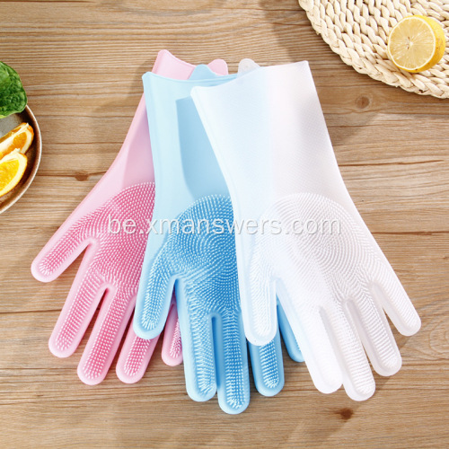 Сіліконавыя бытавыя ручныя пальчаткі з доўгім рукавом для мыцця посуду